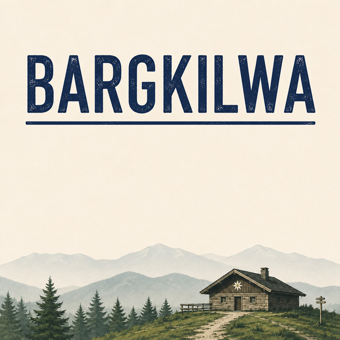 Affiche illustrée de la Bargkilwa avec le titre souligné, un chalet de montagne et les reliefs vosgiens en arrière-plan.