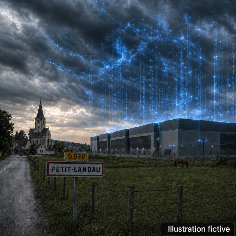 Illustration fictive du projet de data center Microsoft à Petit-Landau dans le Haut-Rhin