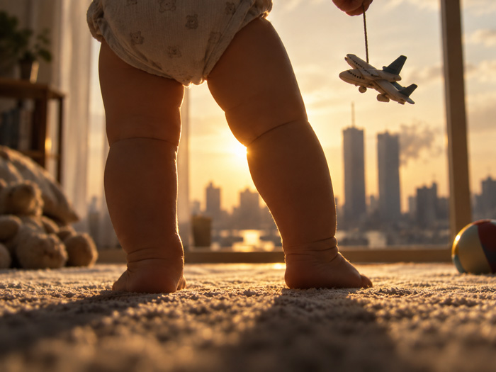 Un bébé devant une fenêtre, évocation visuelle du 11 septembre et d’une génération née après les attentats