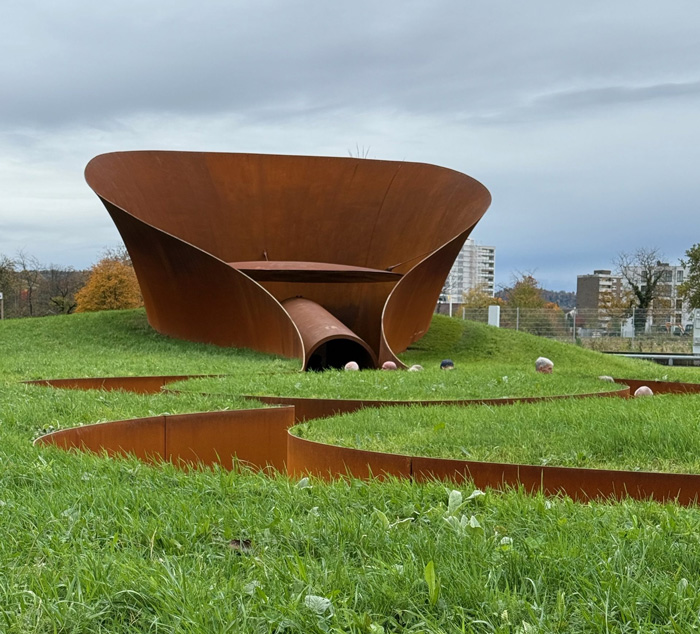 Doshi Retreat, étape de la balade architecturale à vélo entre Saint-Louis, Bâle et Weil am Rhein.