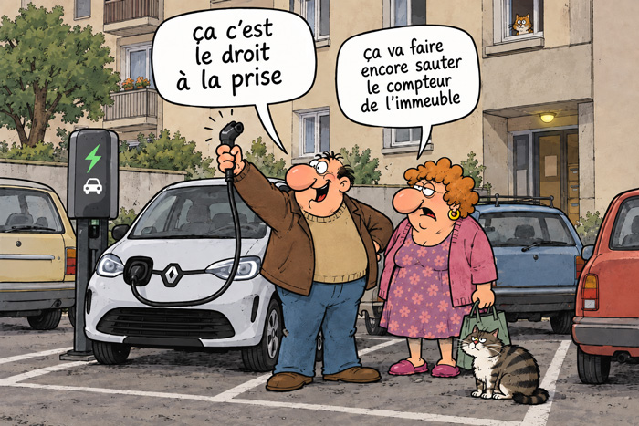 Illustration du droit à la prise pour installer une borne de recharge en copropriété