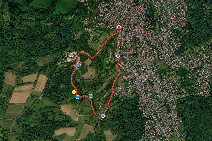 Carte illustrative du circuit de randonnée de l’Igeltal à Brunstatt-Didenheim, parcours de 4,8 km