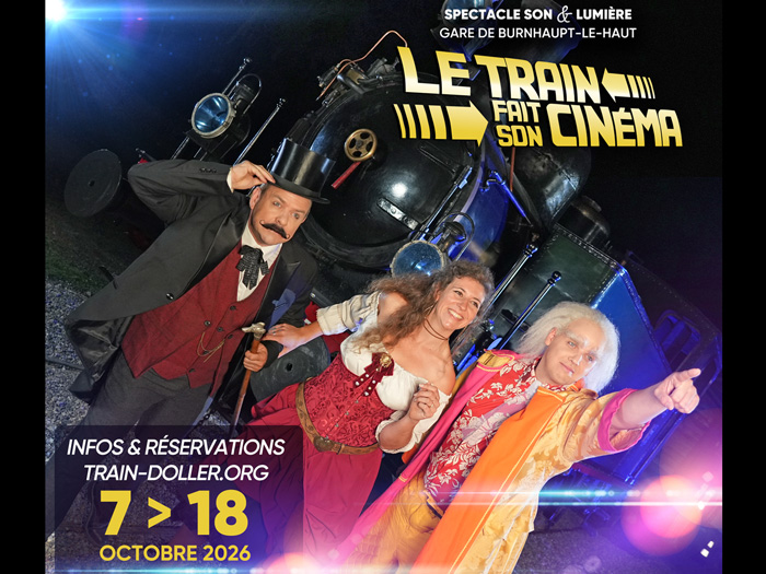 Personnages du spectacle Le Train fait son cinéma du Train Thur Doller Alsace