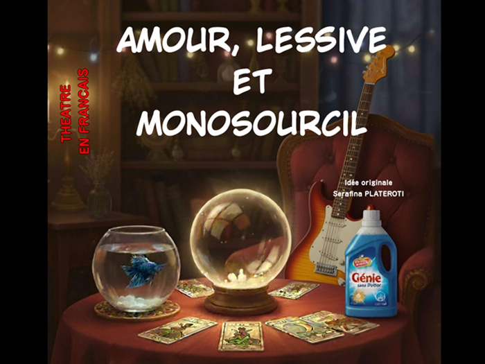 Les trois artistes de la compagnie Vents et Marées pour le spectacle Amour, lessive et monosourcil à Morschwiller-le-Bas