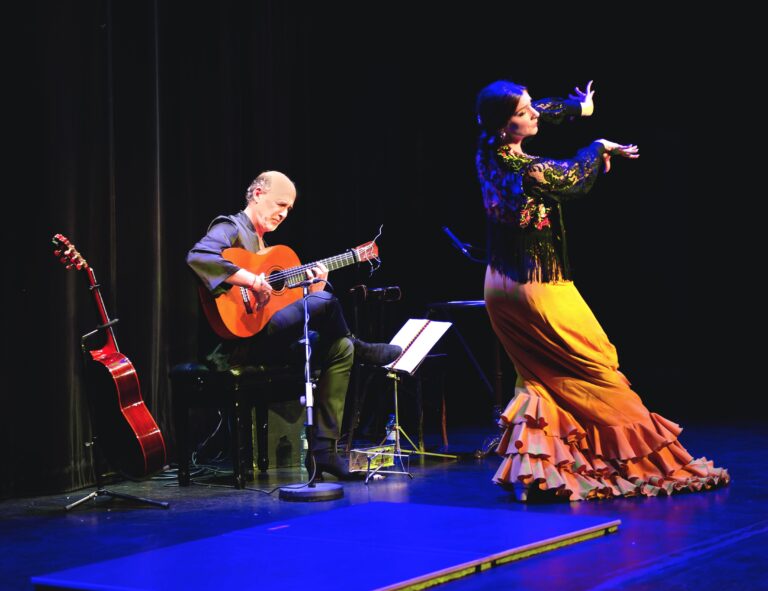Danseuse de flamenco et guitariste sur scène lors d'un concert